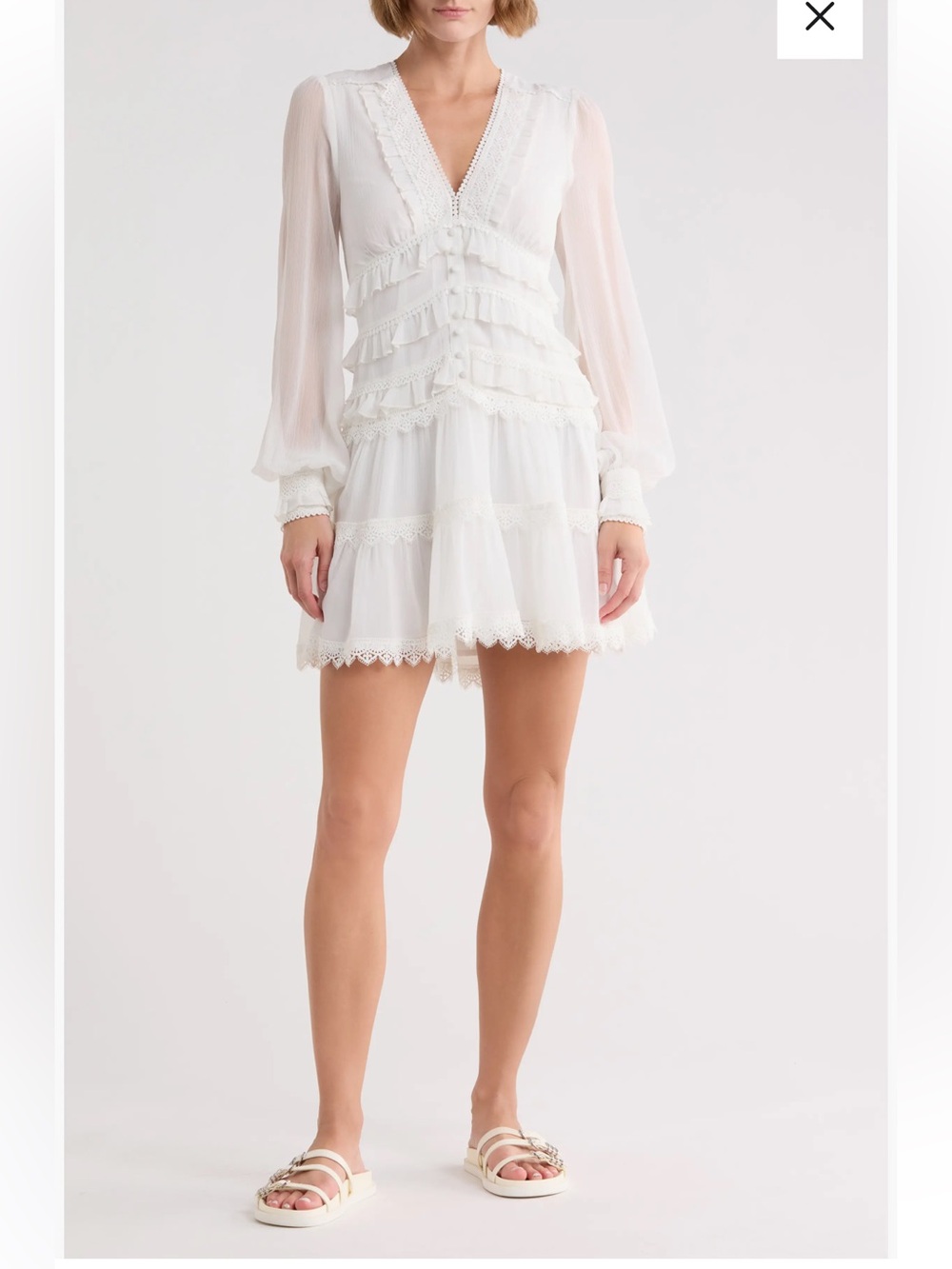 Zaphia Long Sleeve Babydoll Minidress All Saints tiered white dress